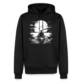 Dessin du rameur - Sweat à capuche Premium bio Homme - noir - Devant - Nico (187cm)