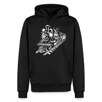 Graphique ferroviaire - Sweat à capuche Premium bio Homme - noir - Devant - Nico (187cm)