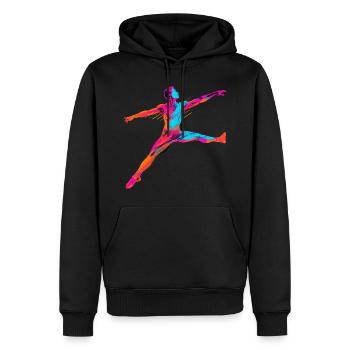 Danseur de ballet masculin Synthwave - Sweat à capuche Premium bio Homme - noir - Devant - Nico (187cm)