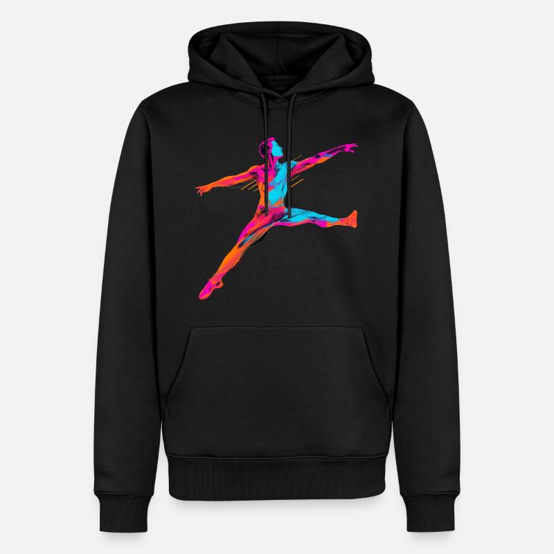 Danseur de ballet masculin Synthwave - Sweat à capuche Premium bio Homme - noir