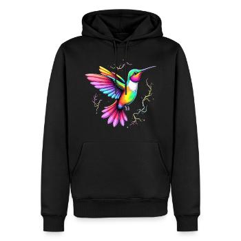 Liebe bunte Kolibris Tie Dye Kolibri - Männer Premium Bio Hoodie - Schwarz - Vorne - Nico (187cm)