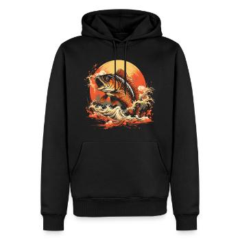 Illustration de pêche - Sweat à capuche Premium bio Homme - noir - Devant - Nico (187cm)