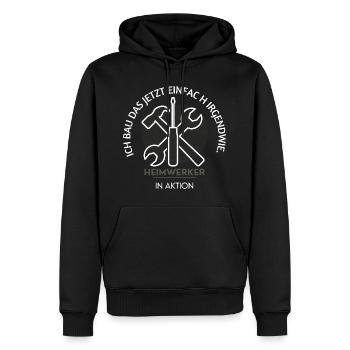 Je vais construire ça maintenant – les bricoleurs en action - Sweat à capuche Premium bio Homme - noir - Devant - Nico (187cm)