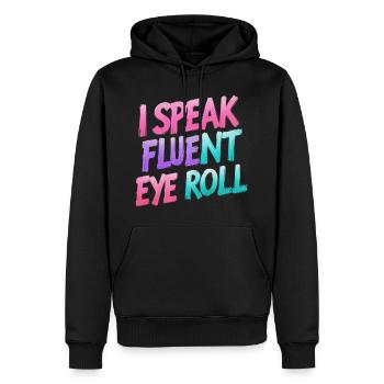 Augenrollen mit Wortwitz - Männer Premium Bio Hoodie - Schwarz - Vorne - Nico (187cm)
