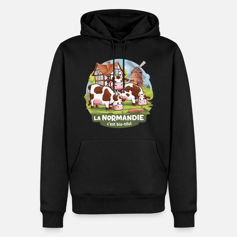 La Normandie C’est Bio-tiful Manche et Cotentin - Sweat à capuche Premium bio Homme - noir