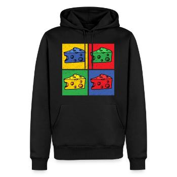 Käse Pop-Art Popart Käsestück Käseecke - Männer Premium Bio Hoodie - Schwarz - Vorne - Nico (187cm)