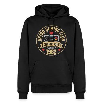 Mars 1982 Cadeau d’anniversaire Mars 1982 Naissance - Sweat à capuche Premium bio Homme - noir - Devant - Nico (187cm)
