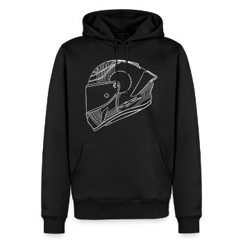 Weis Helm - Männer Premium Bio Hoodie - Schwarz - Vorne - Nico (187cm)