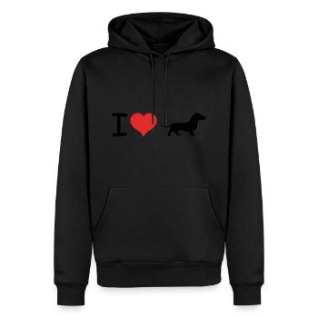 I love German Dachshund Dackel - Pet Design - Männer Premium Bio Hoodie - Schwarz - Vorne - Nico (187cm)