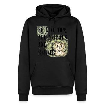 Soyez gentil avec tous les animaux et Paw Paw Cat Noir - Sweat à capuche Premium bio Homme - noir - Devant - Nico (187cm)