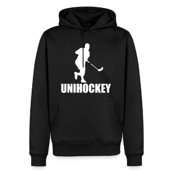 Unihockey - Männer Premium Bio Hoodie - Schwarz - Vorne - Nico (187cm)