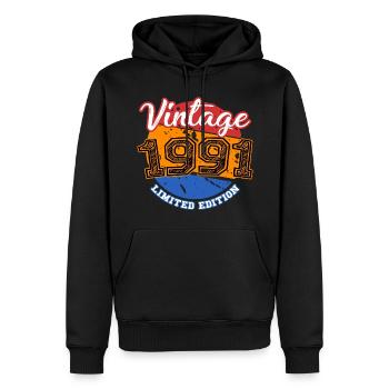 Vintage Birthday Gift 1991 Limited Edition - Men’s Premium Organic Hoodie - black - Front - Nico (187cm)