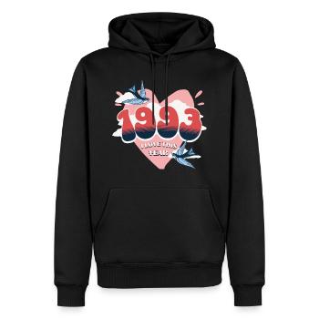 Geburtstag 30 Jahre verehrt Geburtsjahr 1993 - Männer Premium Bio Hoodie - Schwarz - Vorne - Nico (187cm)
