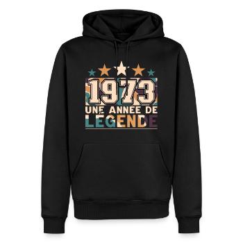Homme Né En 1973 Anniversaire 50 Ans - Sweat à capuche Premium bio Homme - noir - Devant - Nico (187cm)