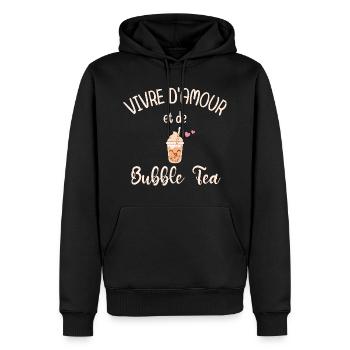 Vivre d'Amour et De Bubble Tea - Sweat à capuche Premium bio Homme - noir - Devant - Nico (187cm)