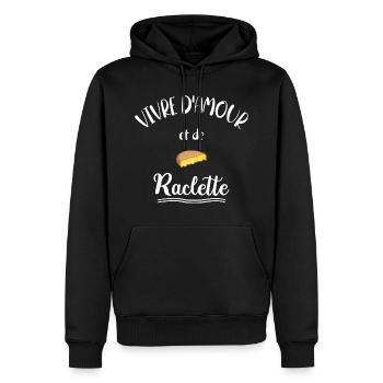 Vivre d'Amour et De Raclette - Sweat à capuche Premium bio Homme - noir - Devant - Nico (187cm)