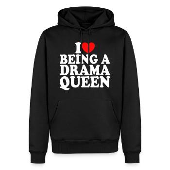 Ich liebe Drama Ich liebe es, eine Drama-Queen zu sein - Männer Premium Bio Hoodie - Schwarz - Vorne - Nico (187cm)