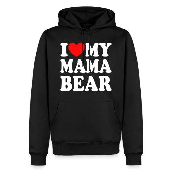 J'aime Ma Maman Ours - J'adore Ma Maman Ours - Sweat à capuche Premium bio Homme - noir - Devant - Nico (187cm)