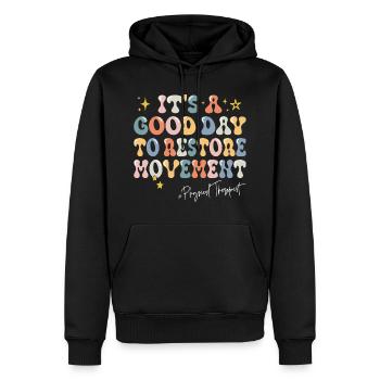 Ein guter Tag Motivation Physiotherapeut - Männer Premium Bio Hoodie - Schwarz - Vorne - Nico (187cm)
