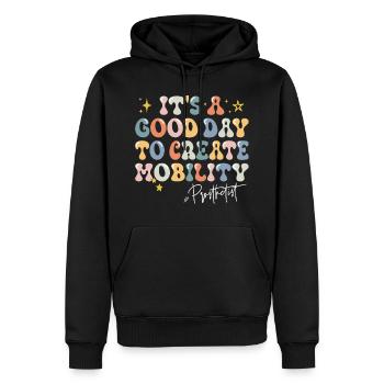 Ein guter Tag Motivation für Orthopädietechniker - Männer Premium Bio Hoodie - Schwarz - Vorne - Nico (187cm)