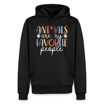 Les Animaux Sont Mes Personnes Favorites - Sweat à capuche Premium bio Homme - noir - Devant - Nico (187cm)