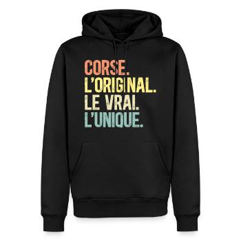 Corse L'Original Le Vrai L'Unique Homme Corse - Sweat à capuche Premium bio Homme - noir - Devant - Nico (187cm)