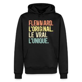Flemmard L'Original Le Vrai L'Unique Fainéant - Sweat à capuche Premium bio Homme - noir - Devant - Nico (187cm)