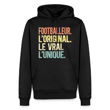 Footballeur L'Original Le Vrai L'Unique Homme - Sweat à capuche Premium bio Homme - noir - Devant - Nico (187cm)