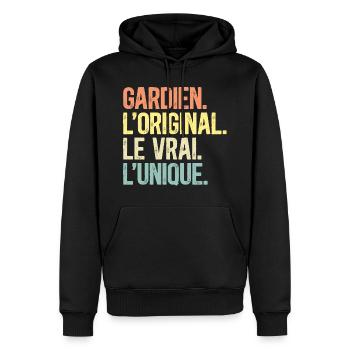 Gardien L'Original Le Vrai L'Unique Homme Gardien - Sweat à capuche Premium bio Homme - noir - Devant - Nico (187cm)