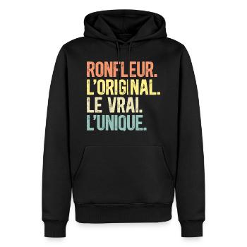 L'Original Le Vrai L'Unique Homme Ronfleur - Sweat à capuche Premium bio Homme - noir - Devant - Nico (187cm)