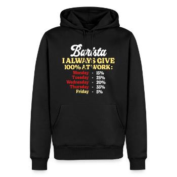 100% At Work Funny Barista Quote - Men’s Premium Organic Hoodie - black - Front - Nico (187cm)