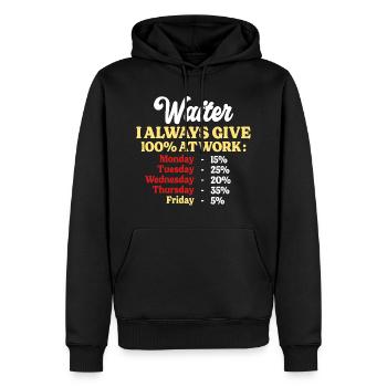 100% bei der Arbeit Lustiges Zitat Kellner - Männer Premium Bio Hoodie - Schwarz - Vorne - Nico (187cm)