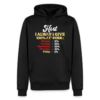 100% bei der Arbeit Lustiges Zitat Gastgeber Home - Männer Premium Bio Hoodie - Schwarz - Vorne - Nico (187cm)