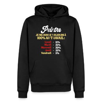 100% Au Travail Citation Drôle Peintre - Sweat à capuche Premium bio Homme - noir - Devant - Nico (187cm)