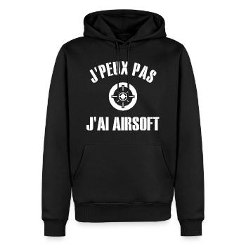 Je Peux Pas J'Ai Airsoft Humour Airsofteur - Sweat à capuche Premium bio Homme - noir - Devant - Nico (187cm)