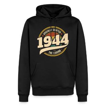 Jahr 1944 Die Legende 80 Jahre Jubiläum - Männer Premium Bio Hoodie - Schwarz - Vorne - Nico (187cm)