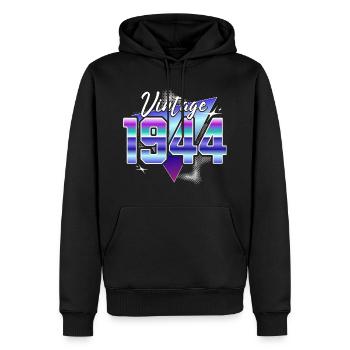 Retro 80 Jahre 1944 - Männer Premium Bio Hoodie - Schwarz - Vorne - Nico (187cm)