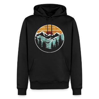 Berggrafik Retro Natur Wald - Männer Premium Bio Hoodie - Schwarz - Vorne - Nico (187cm)