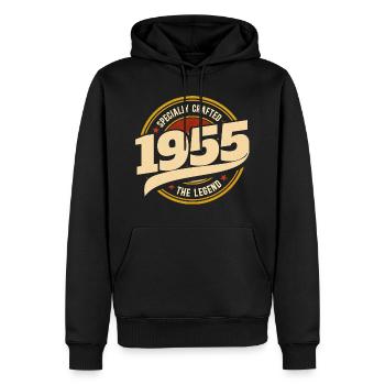Millésime Année 1955 Légende 70 Ans Anniversaire - Sweat à capuche Premium bio Homme - noir - Devant - Nico (187cm)