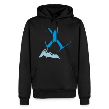 ski jump / ski jumper mountains - Sweat à capuche Premium bio Homme - noir - Devant - Nico (187cm)