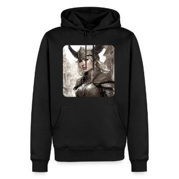 Fantasy Anime Fille Viking Germanique Trigues Moyen Âge - Sweat à capuche Premium bio Homme - noir - Devant - Nico (187cm)