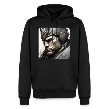 Guerrier - Sweat à capuche Premium bio Homme - noir - Devant - Nico (187cm)