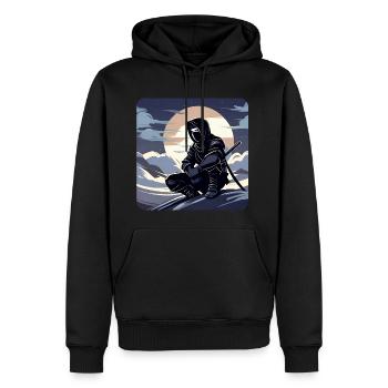 Geheimnisvoller Ninja Krieger - Männer Premium Bio Hoodie - Schwarz - Vorne - Nico (187cm)