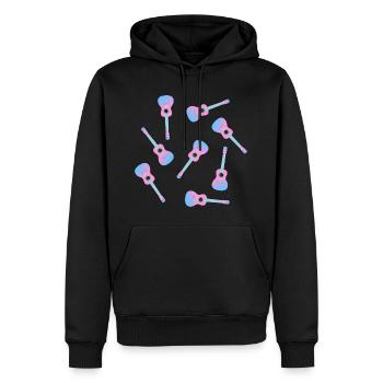 Ukulélé rose - Sweat à capuche Premium bio Homme - noir - Devant - Nico (187cm)