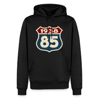 85 years old - birthday 1938 - born in 1938 - Men’s Premium Organic Hoodie - black - Front - Nico (187cm)