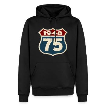 75 Jahre alt - Geburtstag 1948 - 1948 geboren - Männer Premium Bio Hoodie - Schwarz - Vorne - Nico (187cm)