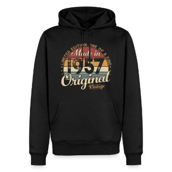 Vintage 1957 Vintage Retro Cadeau d’anniversaire - Sweat à capuche Premium bio Homme - noir - Devant - Nico (187cm)
