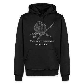 The best defense is attack - Sweat à capuche Premium bio Homme - noir - Devant - Nico (187cm)
