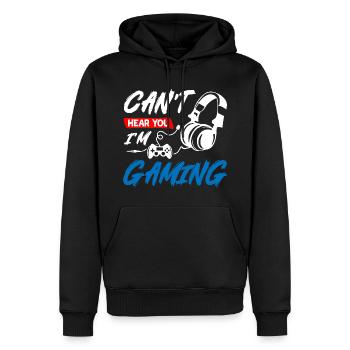 Cnat Hear You I Am Gaming - Men’s Premium Organic Hoodie - black - Front - Nico (187cm)