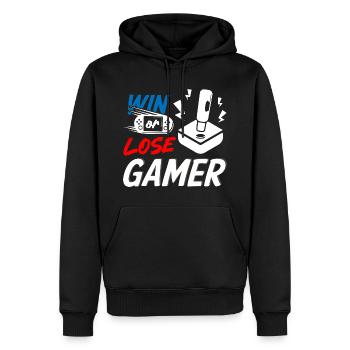 Win or Lose Gamer - Männer Premium Bio Hoodie - Schwarz - Vorne - Nico (187cm)